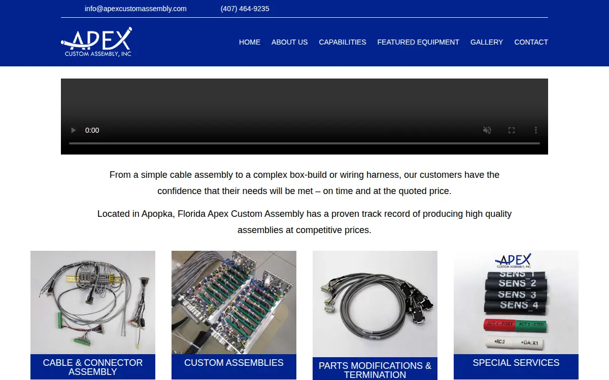 Homepage of Apex Custom Assembly, INC.