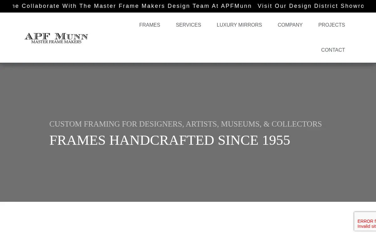 Homepage of Apf Munn Master Frame Makers, LLC