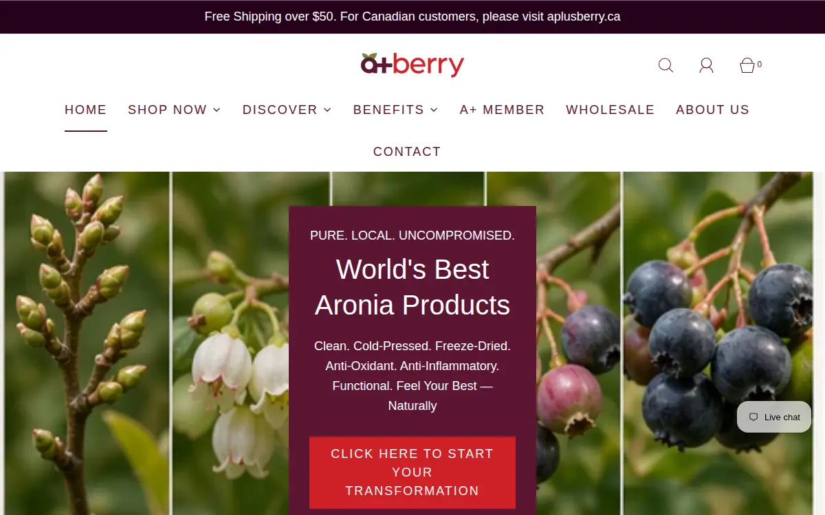Homepage of A+ Berry, INC.