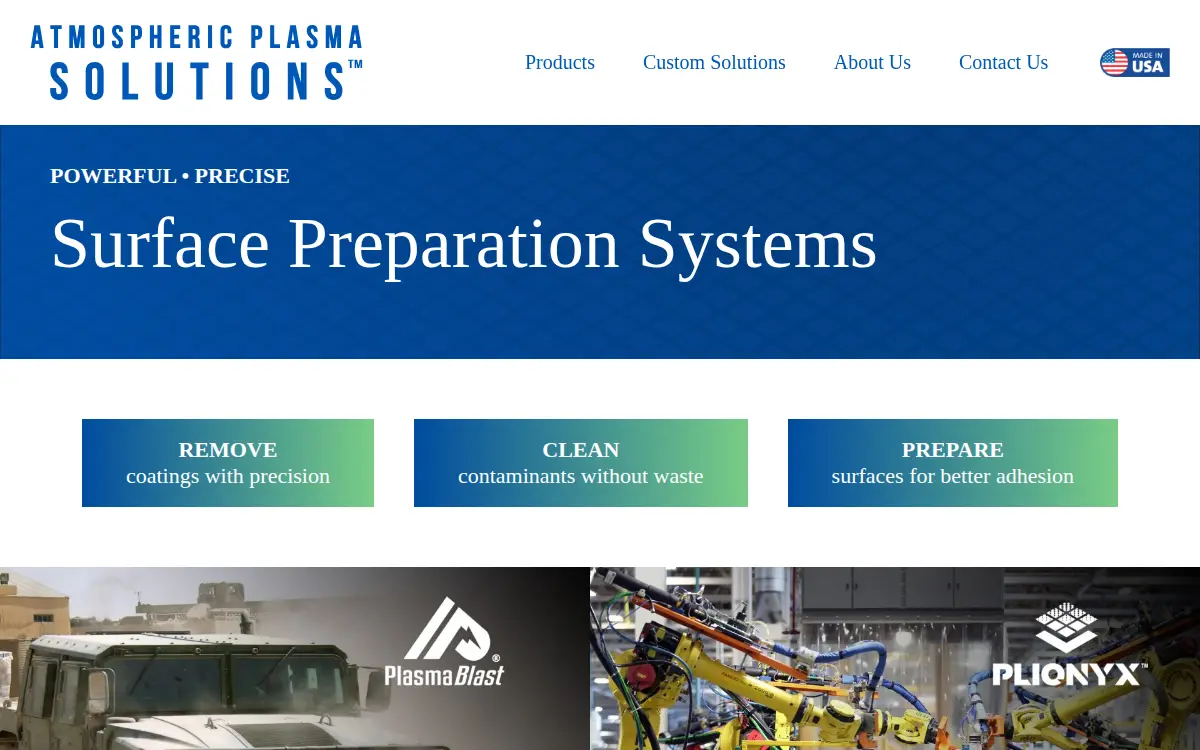 Homepage of Atmospheric Plasma Solutions, INC.