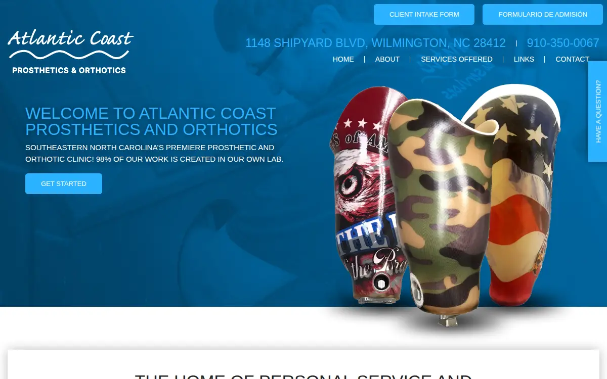 Homepage of Axis Prosthetics and Orthotics, INC.
