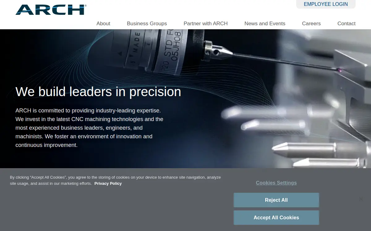 Homepage of Arch Medical & Aerospace - Woburn, LLC