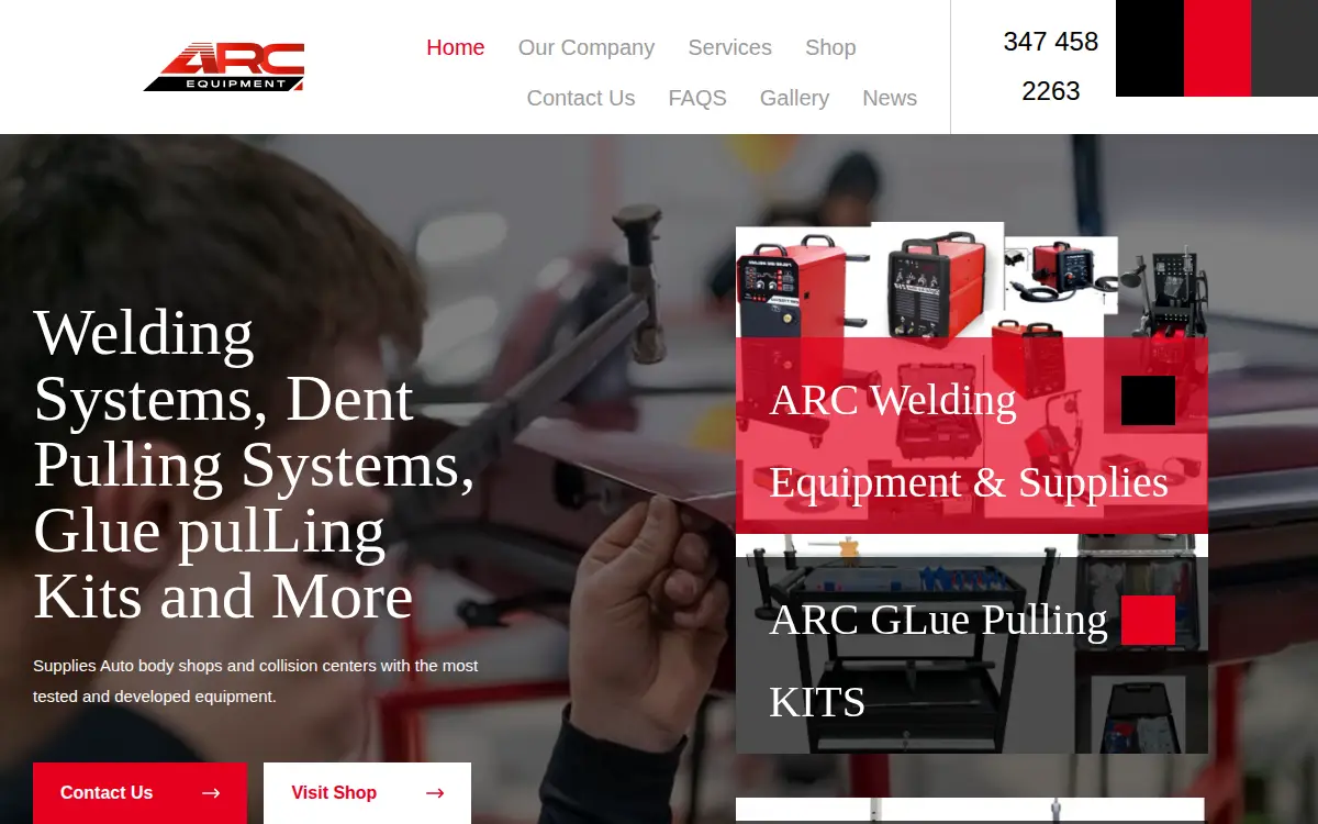Homepage of Arc Equipment LLC