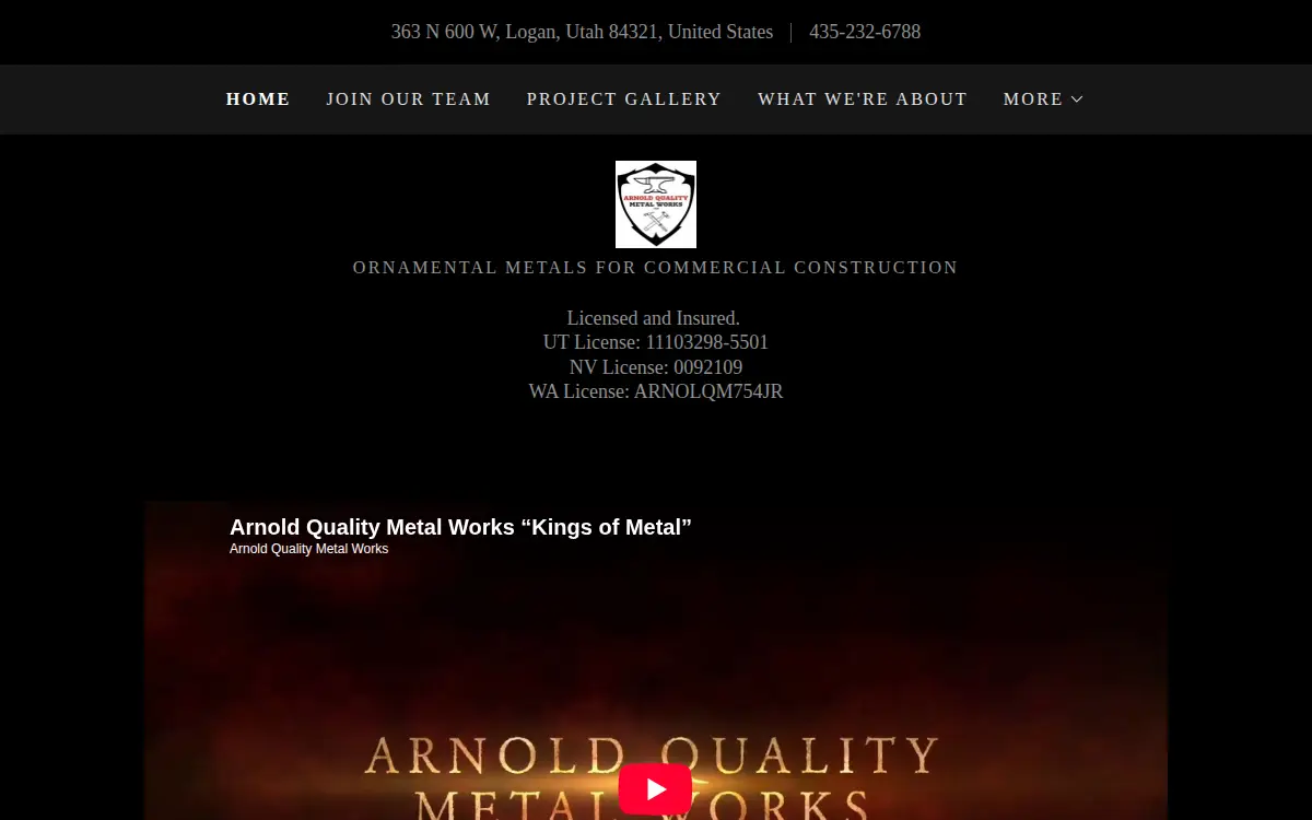 Homepage of Arnold Quality Metal Works LLC