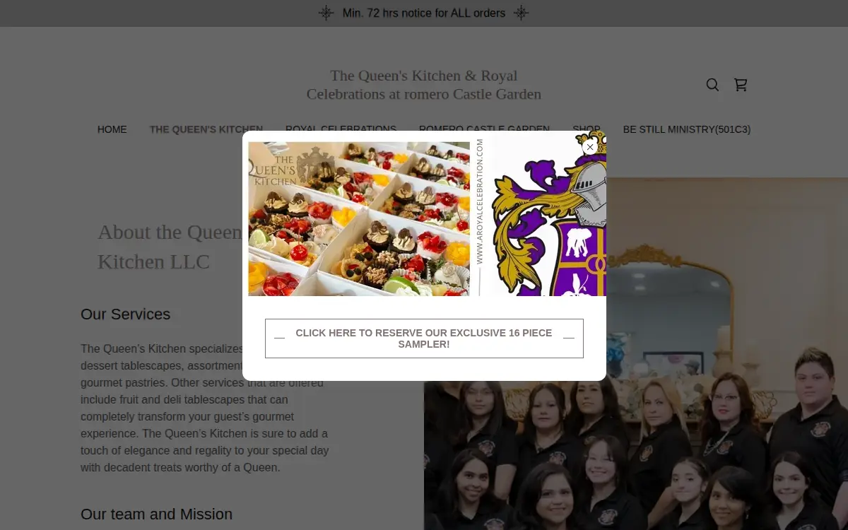 Homepage of The Queen's Kitchen Rgv, LLC