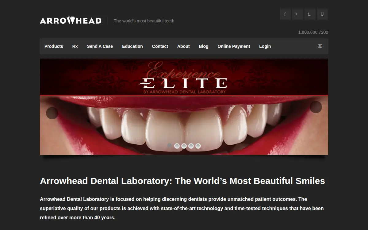 Homepage of Arrowhead Dental, INC.