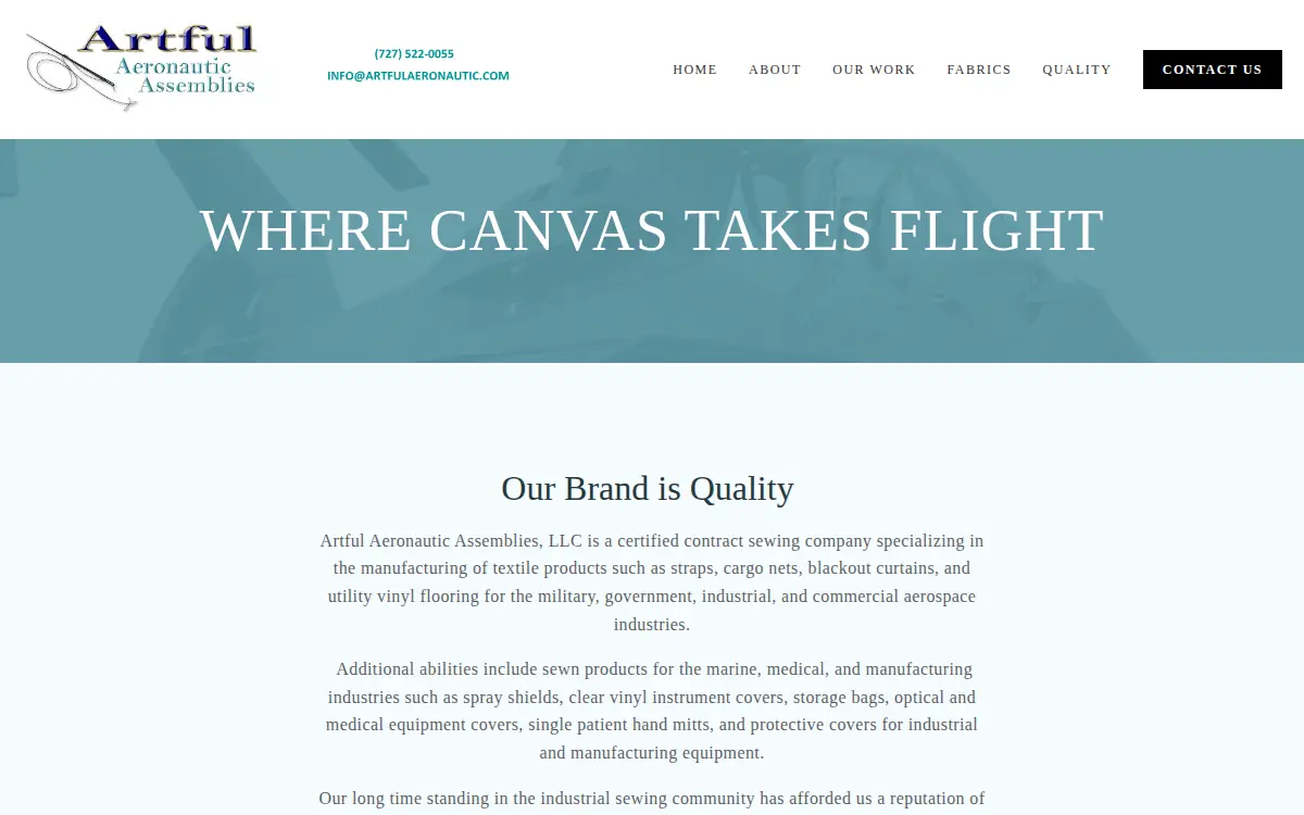 Homepage of Artful Aeronautic Assemblies, LLC