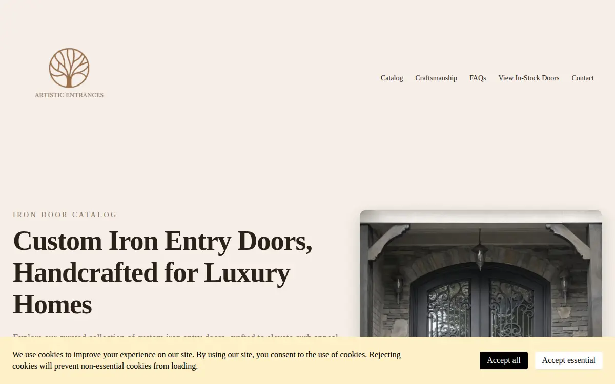 Homepage of Artistic Entrances LLC