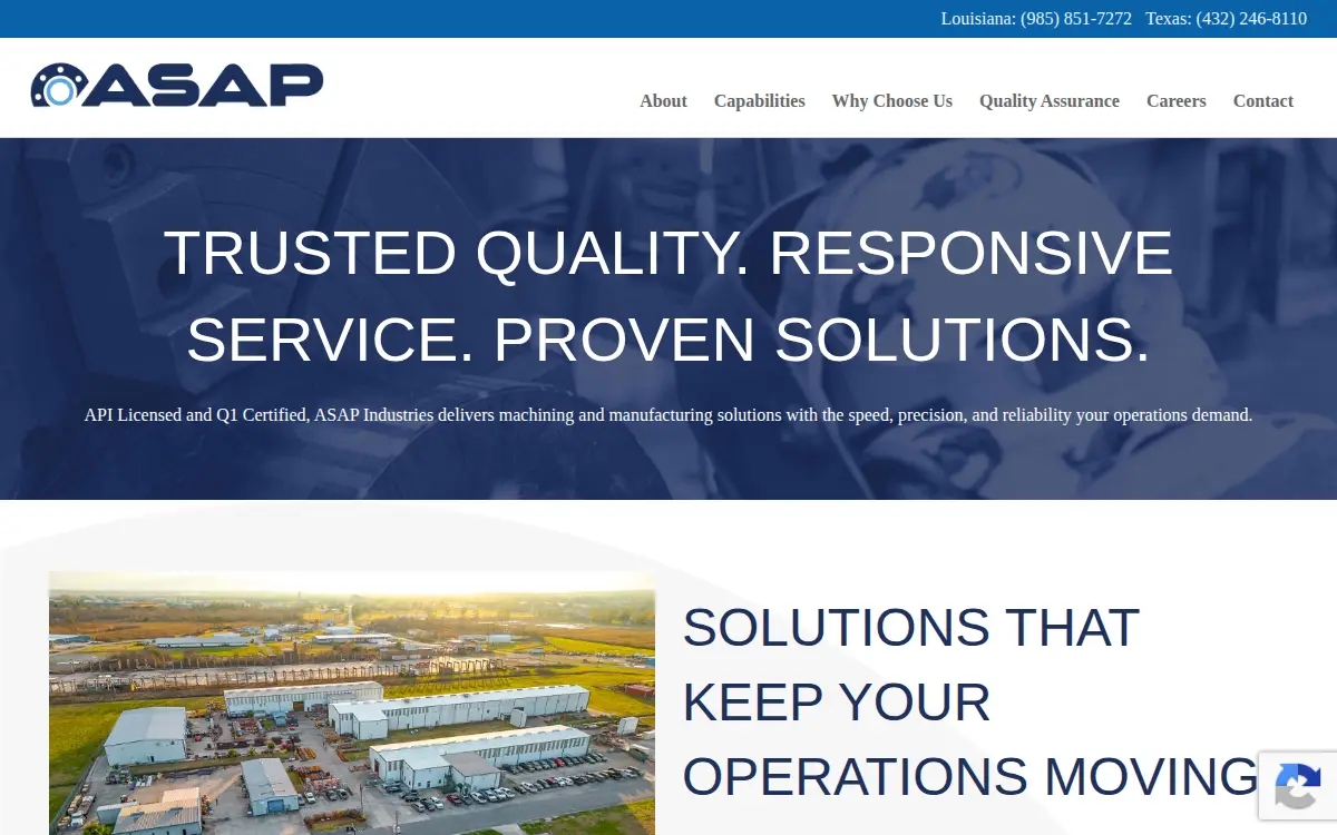 Homepage of A.s.a.p. Industries Manufacturing, INC.