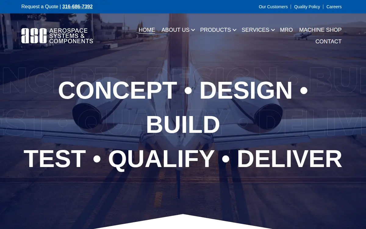 Homepage of Aerospace Systems and Components, INC.