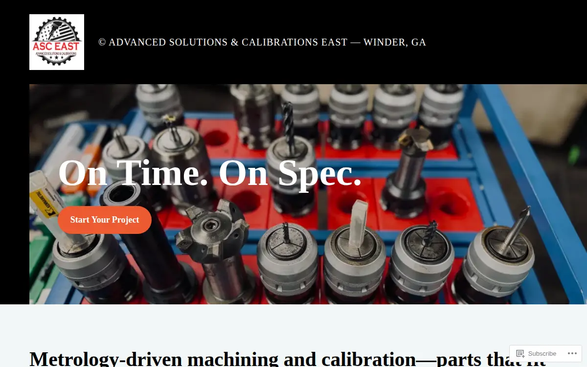 Homepage of Advanced Solutions and Calibrations East, LLC