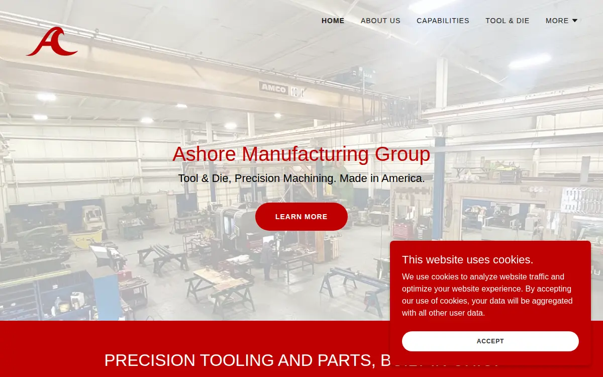Homepage of Ashore Manufacturing Group LLC