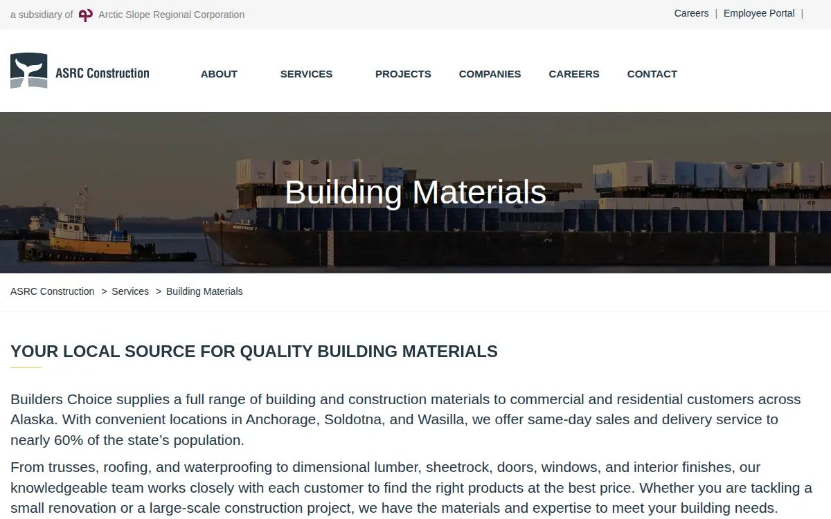 Homepage of Builders Choice Lumber, LLC