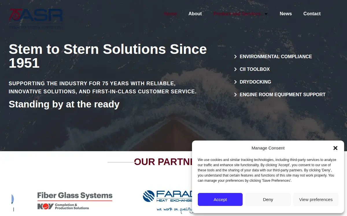 Homepage of American Ship Repairs Co., INC.