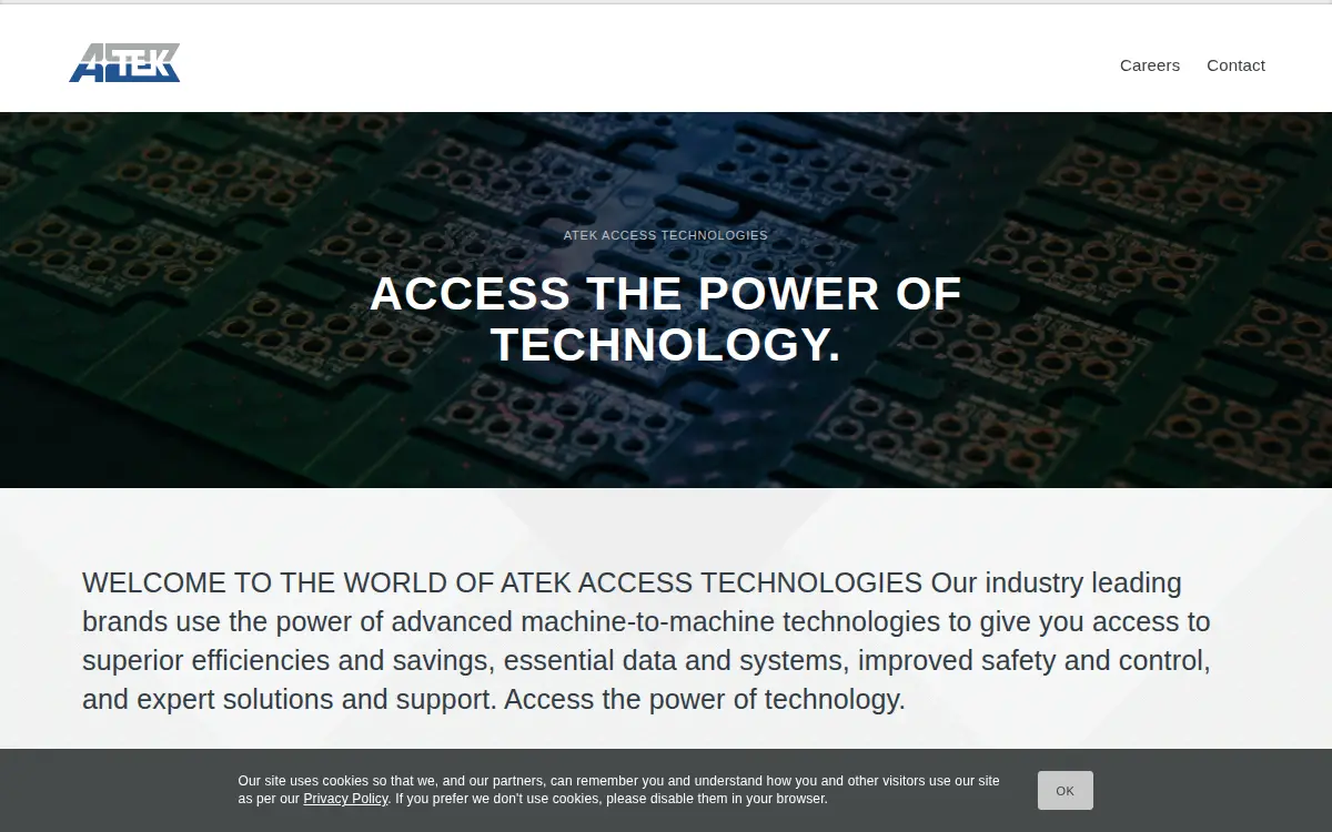 Homepage of Atek Access Technologies LLC