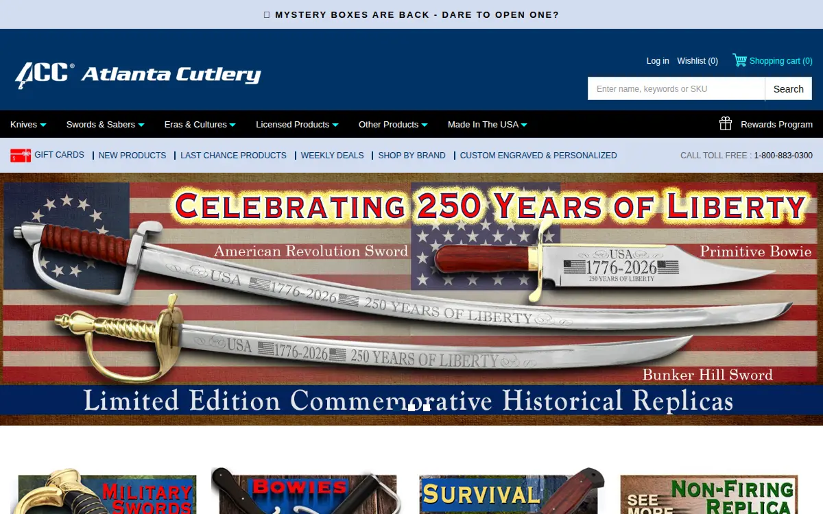Homepage of Atlanta Cutlery Corporation