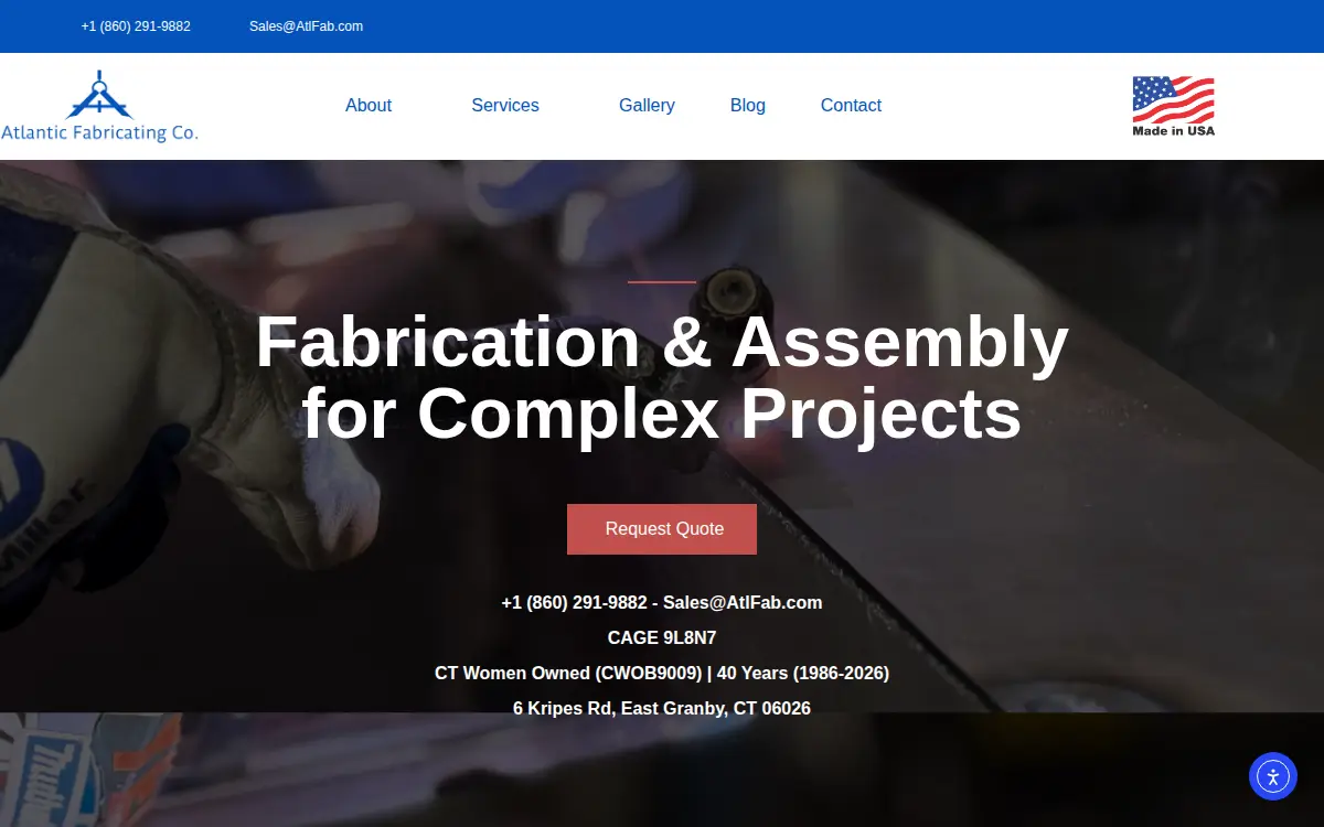 Homepage of Atlantic Fabricating Co., INC.