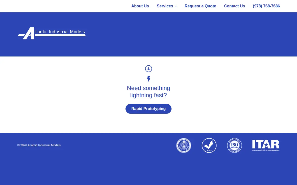 Homepage of Atlantic Industrial Models, LLC