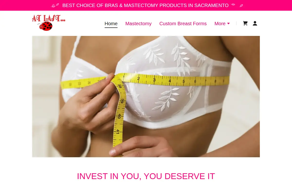 Homepage of At Last Bra & Lingerie, LLC
