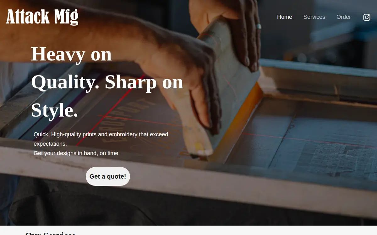 Homepage of Attack Printing LLC