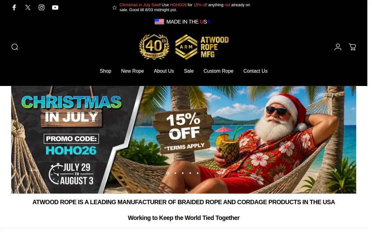 Homepage of Atwood Rope Manufacturing INC
