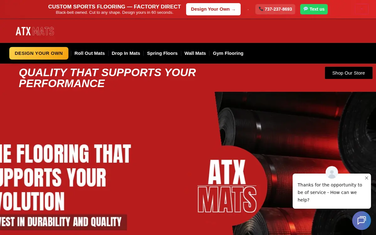 Homepage of Atx Mats LLC