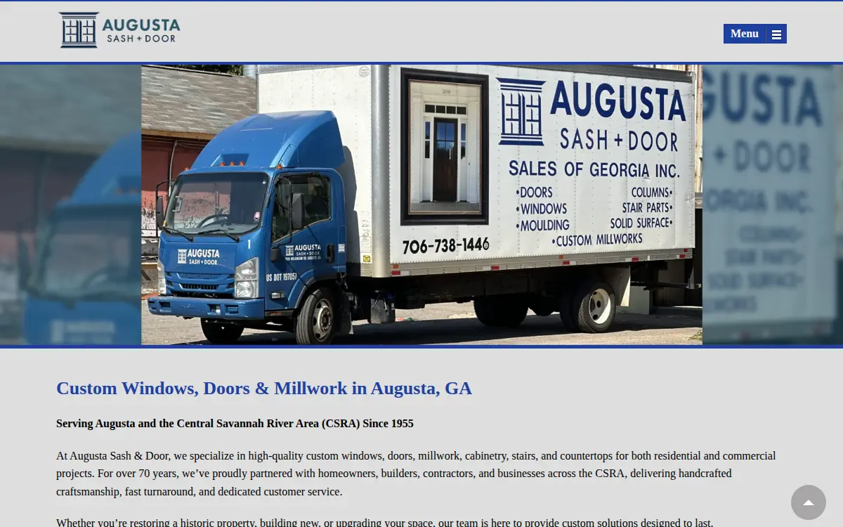 Homepage of Augusta Sash & Door Sales of Georgia INC