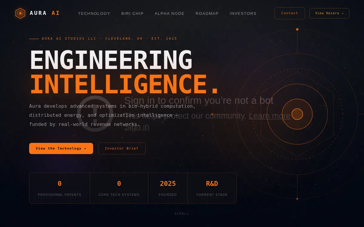 Homepage of Aura Ai Studios LLC