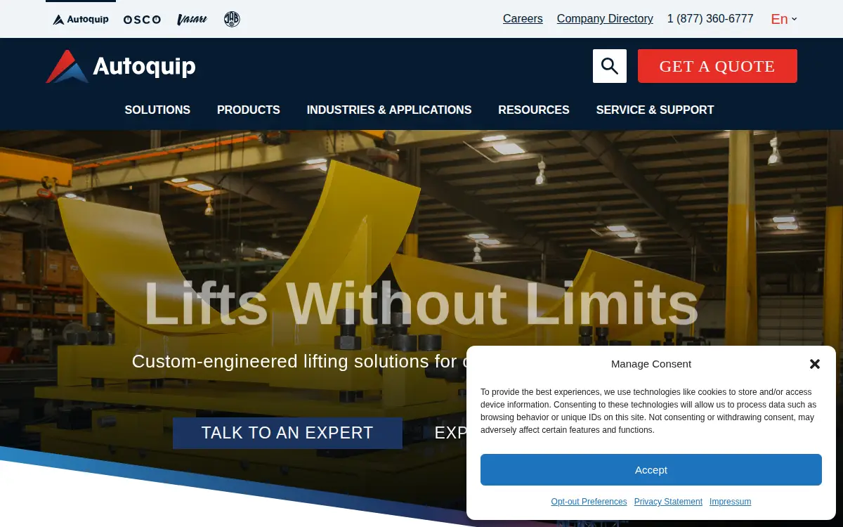 Homepage of Autoquip CORP
