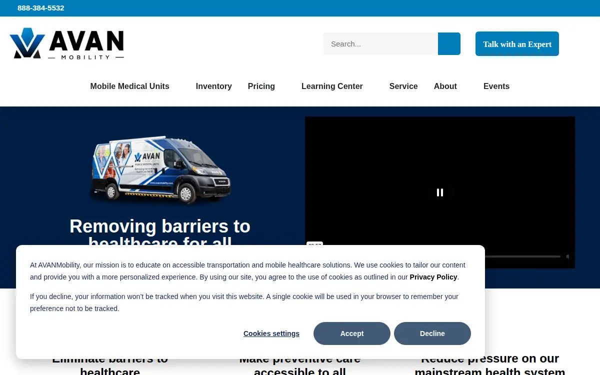 Homepage of Avan Mobility, INC.