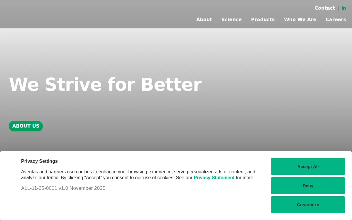 Homepage of Averitas Pharma, INC