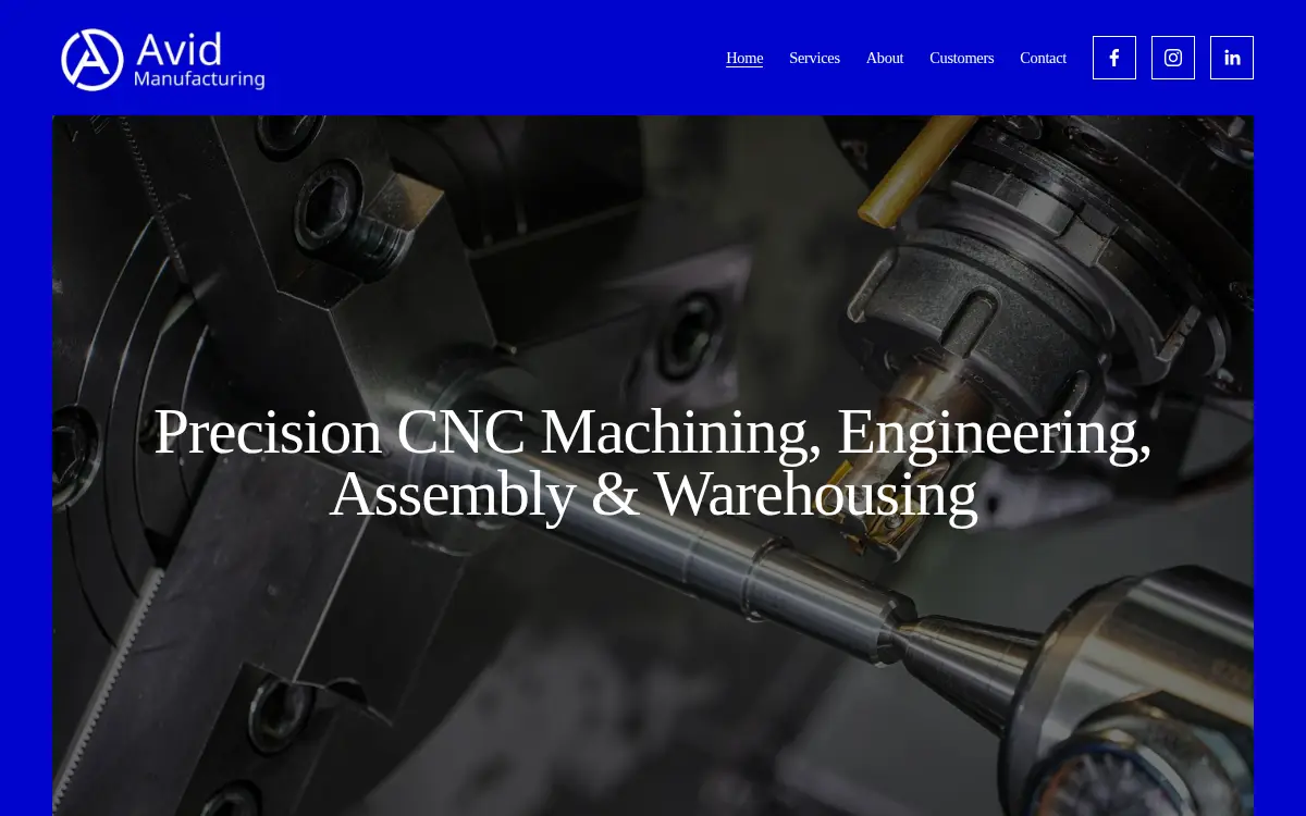 Homepage of Avid Manufacturing LLC
