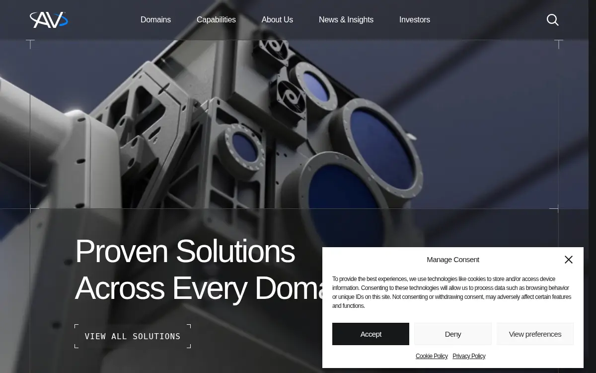 Homepage of Aerovironment, INC.