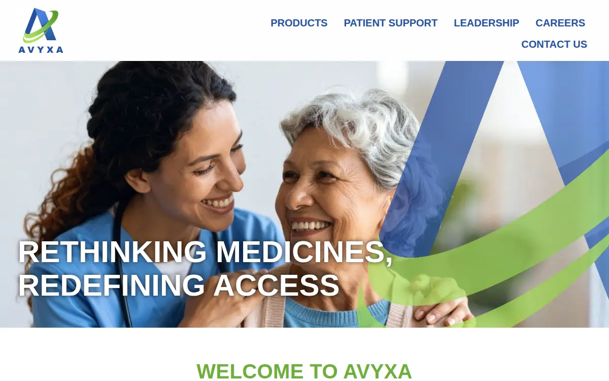 Homepage of Avyxa Pharma, LLC
