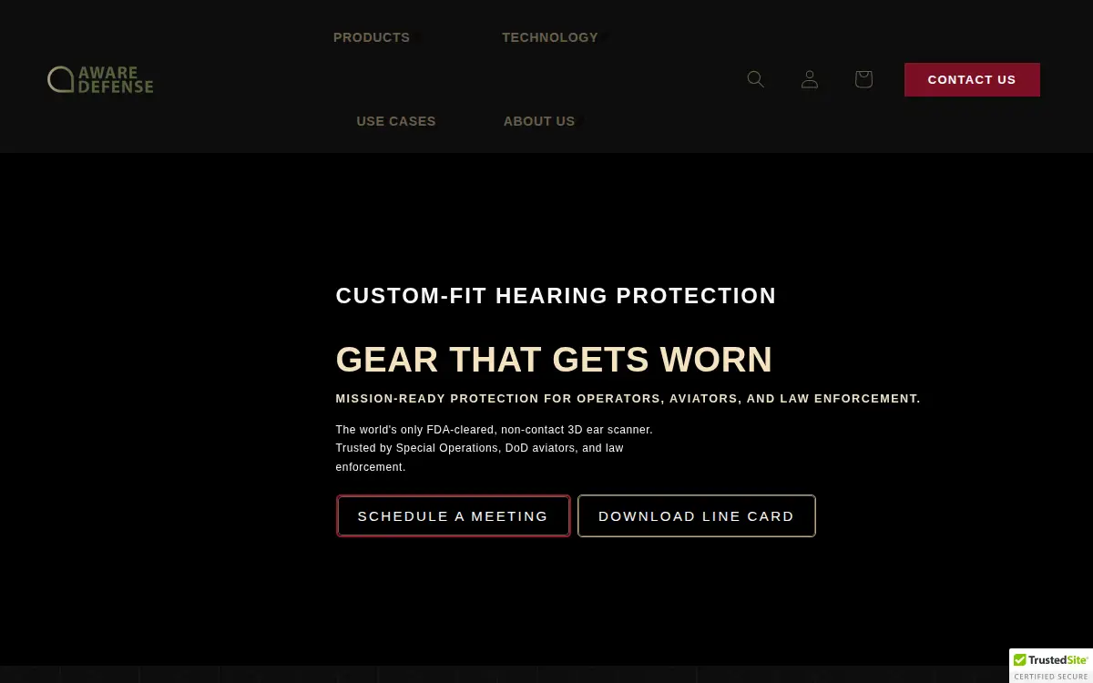 Homepage of Aware Defense (inc.)
