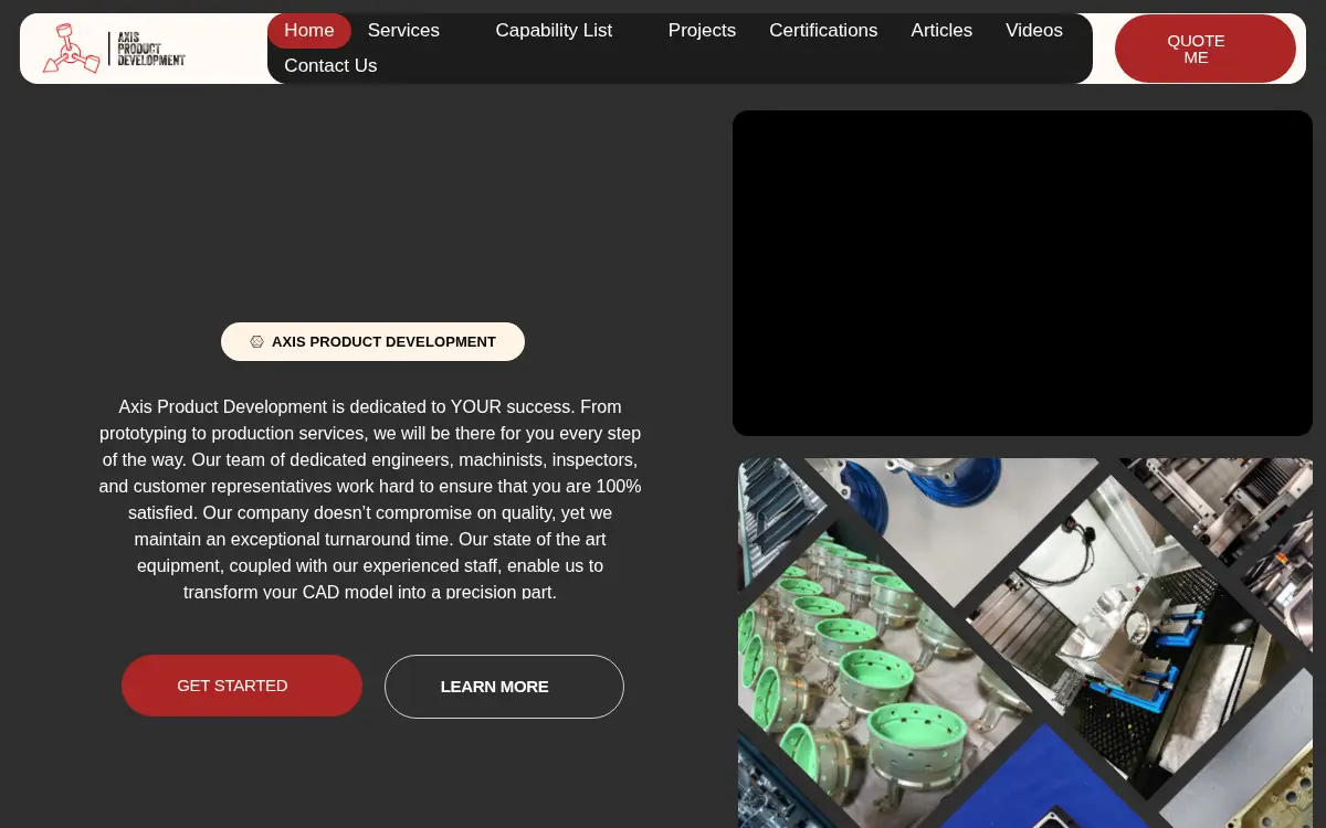 Homepage of Axis Product Development, INC