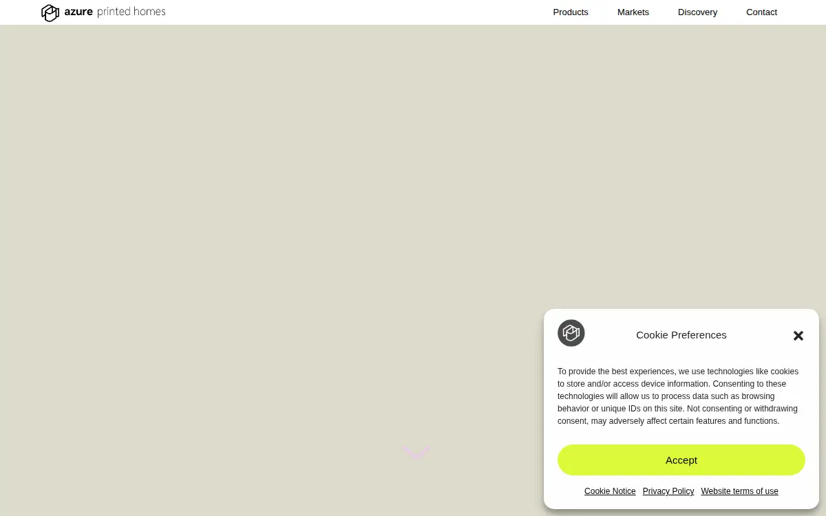 Homepage of Azure Printed Homes, INC.
