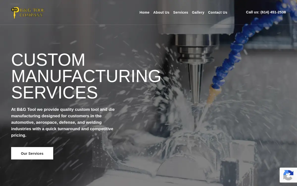 Homepage of B & G Tool CO