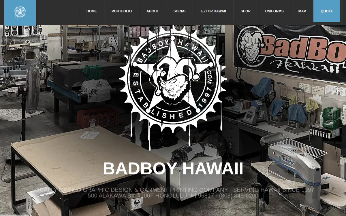 Homepage of Bad Boy Hawaii, INC