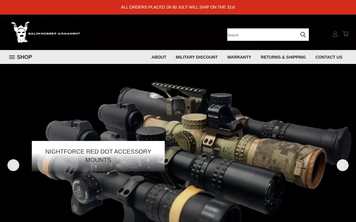 Homepage of Baldknobber Armament LLC
