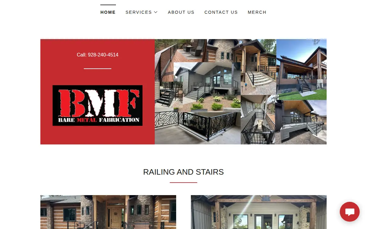 Homepage of Bare Metal Fabrication LLC