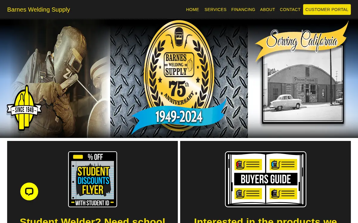 Homepage of Fresno Oxygen and Welding Suppliers, INC.
