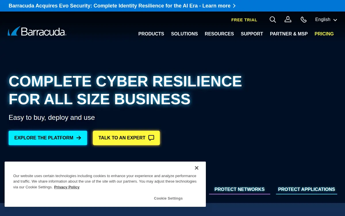 Homepage of Barracuda Networks, INC.