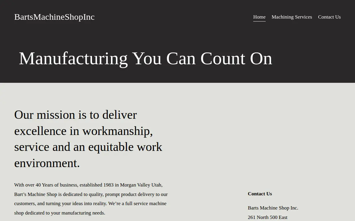 Homepage of Bart's Machine Shop, INC.