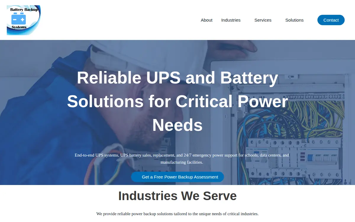 Homepage of Battery Backup Systems INC