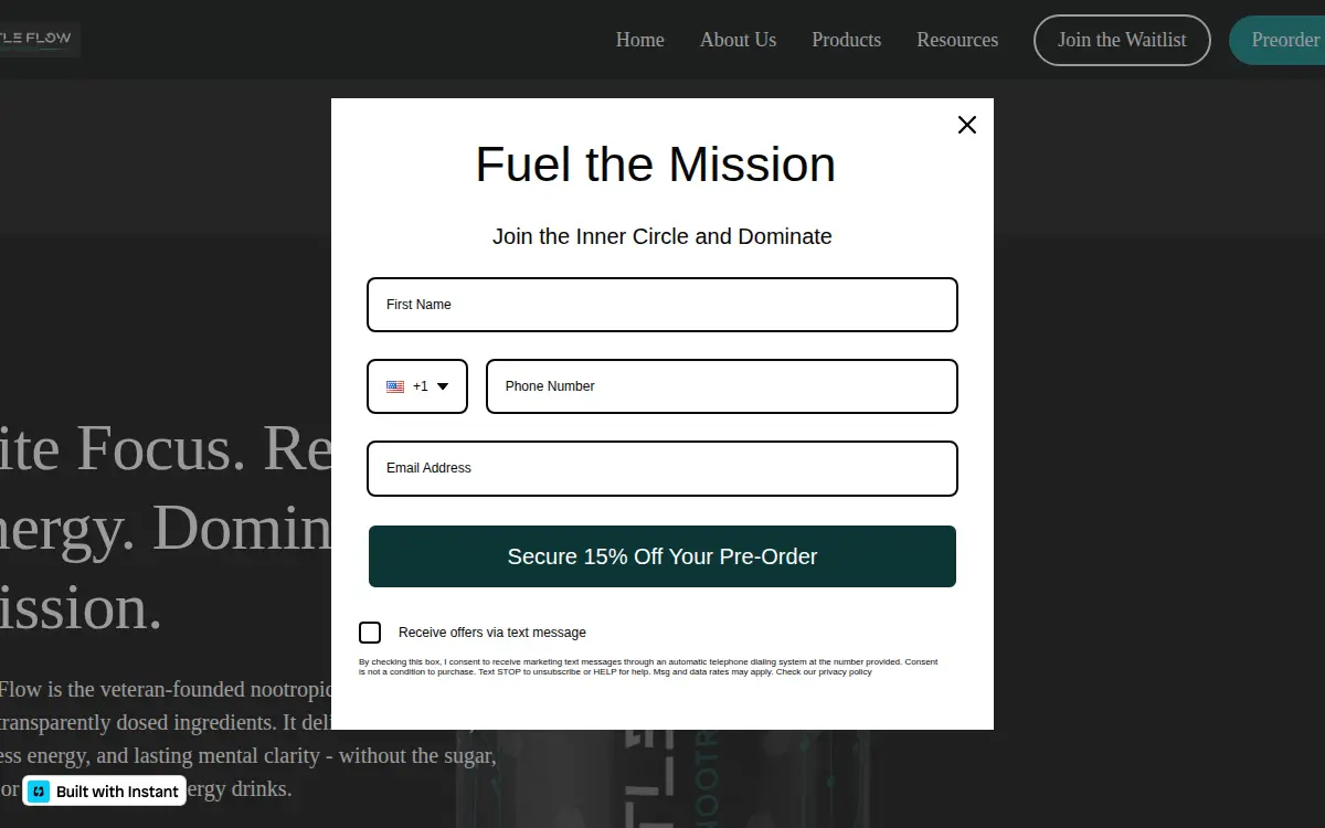 Homepage of Battle Flow Nootropics LLC