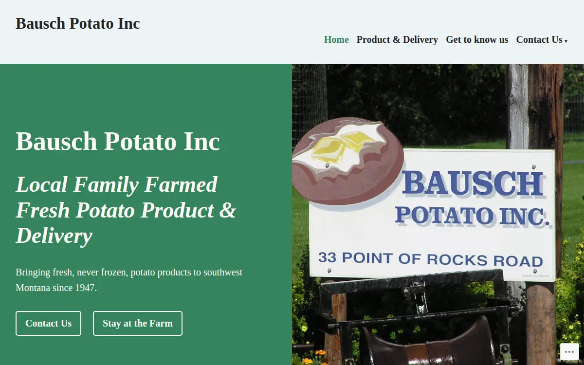 Homepage of Bausch Potatoes INC
