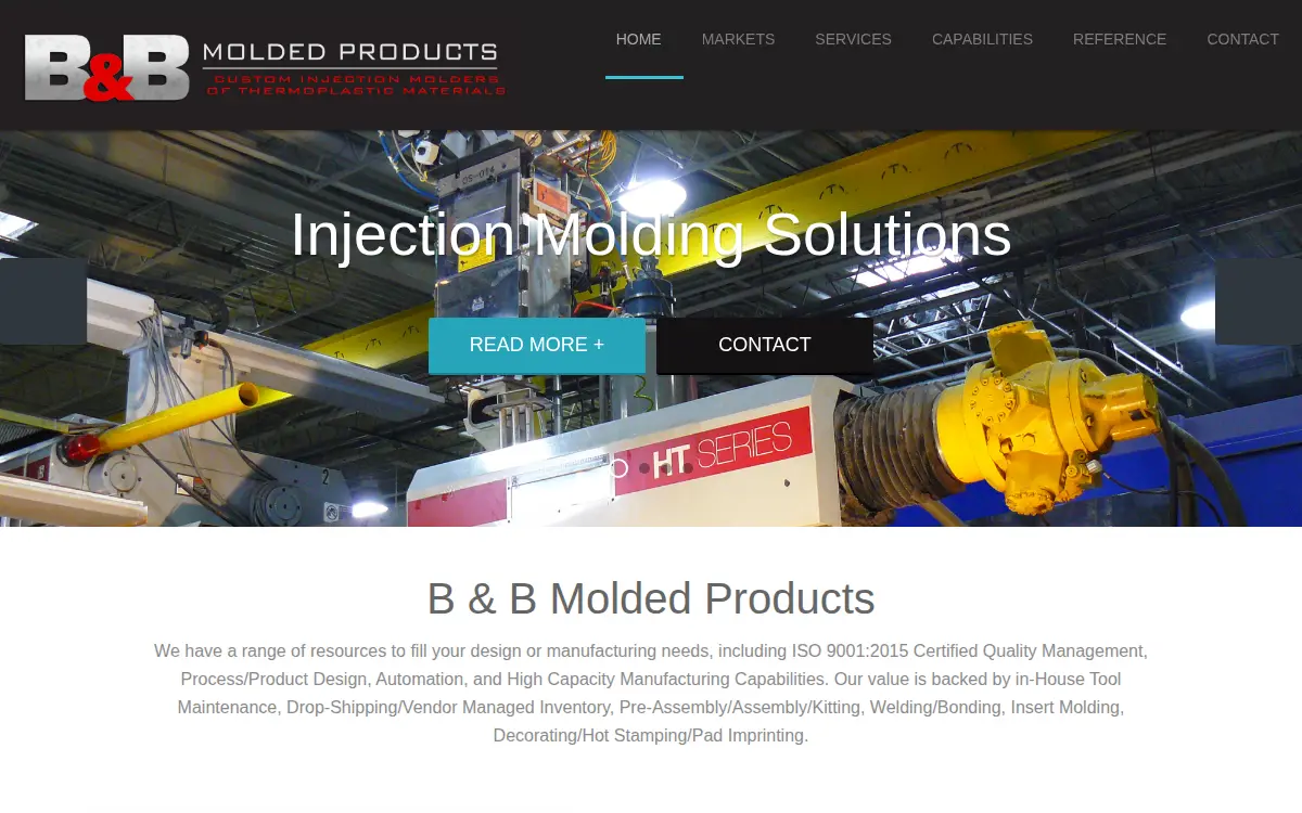 Homepage of B & B Molded Products, INC