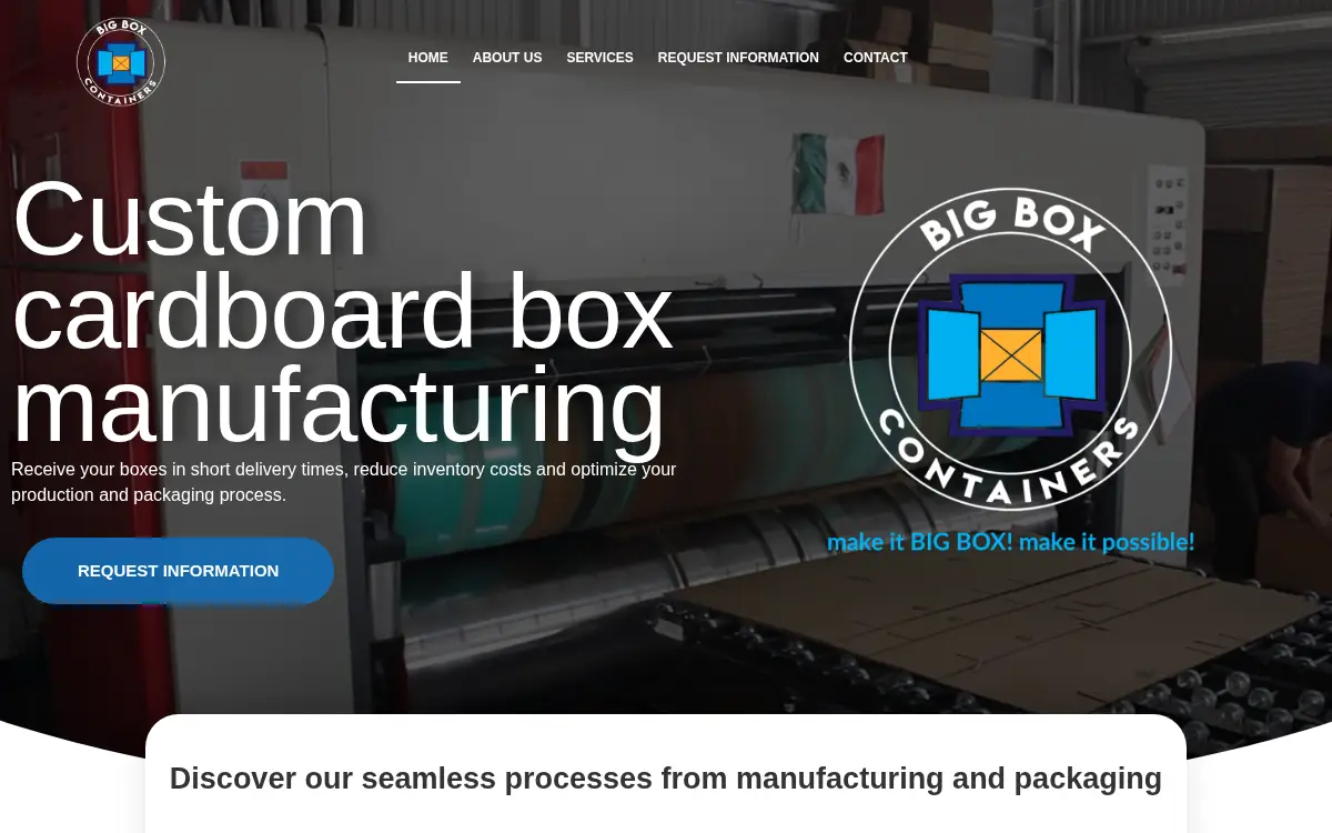 Homepage of Big Box Corrugated LLC