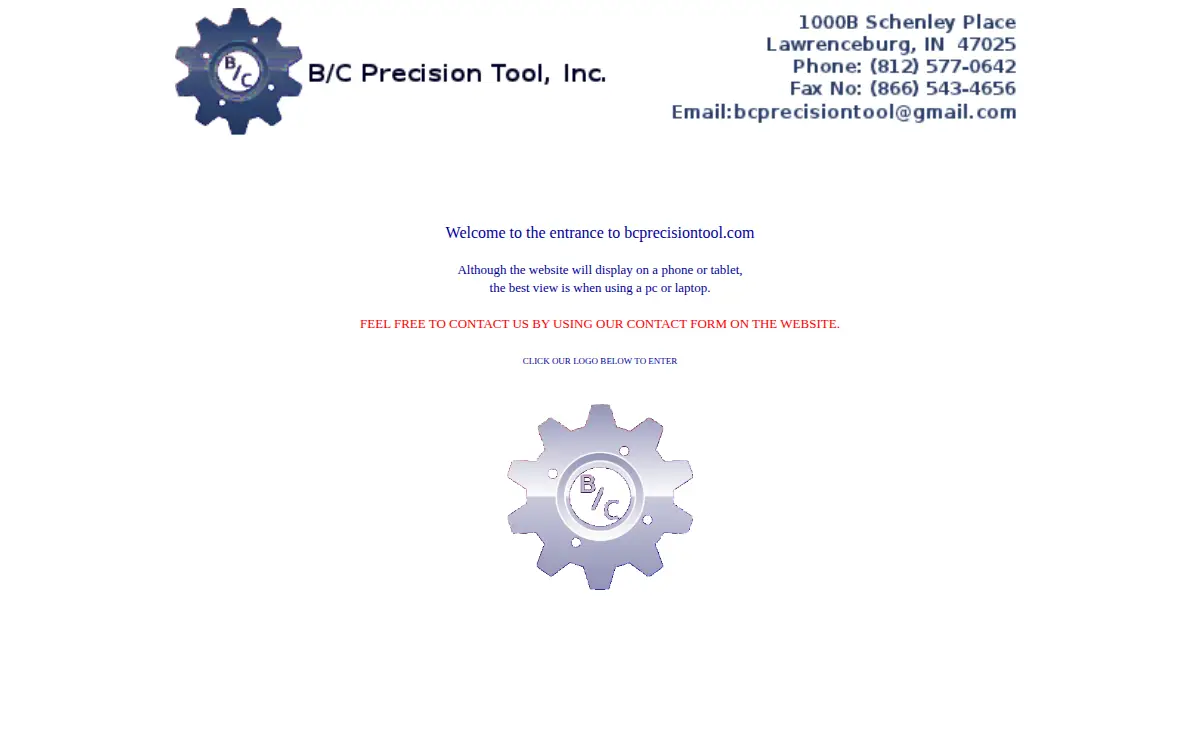 Homepage of B/c Precision Tool INC